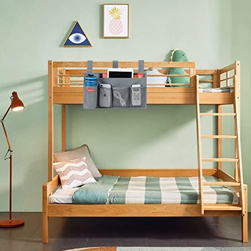 Zafit Hanging Bedside Caddy, Bedside Storage Organizer for Magazine, Phone, Remote control (5 Pockets-Grey) - Image 7