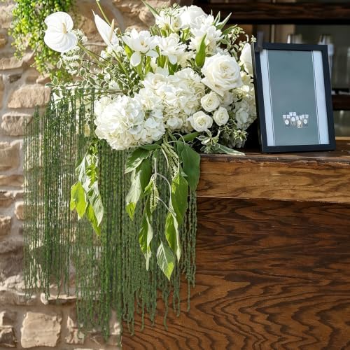 2Pcs Hanging Moss Amaranthus Artificial Flowers 29 Inch Forest Green Dried Faux Amaranthus Fake Moss Vines Garland Stems for Wedding Arch Bouquet Floral Arrangement Wall Mantle Home Decor - Image 7