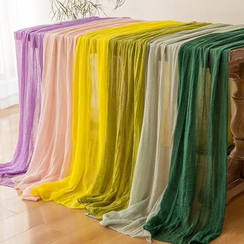 6Pcs Emerald Green Cheesecloth Table Runner 120 Inches for Party Home Decor - Image 6