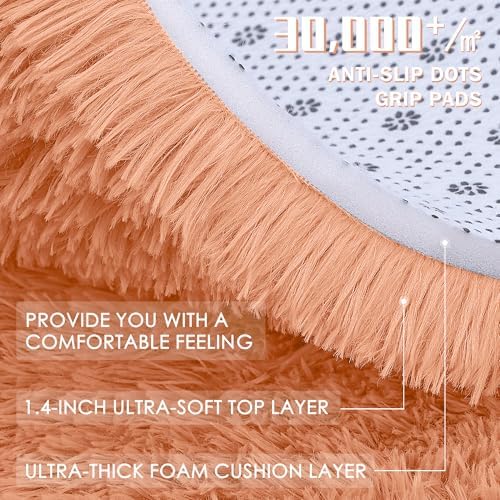 OLANLY 2x3 Machine Washable Small Bedside Rug, Soft Fluffy Shaggy Entryway Throw Rugs for Bedroom, Living Room, Indoor Floor Carpet for Kids Girls and Boys, Home Decor Aesthetic, Muted Orange - Image 7