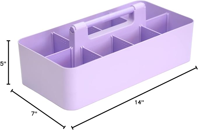 Plastic Portable Makeup Caddy Tote Divided Basket Bin with Handle, for Bathroom Storage - Holds Blush Makeup Brushes, Eyeshadow Palette, Lipstick - Extra Large Made In USA
