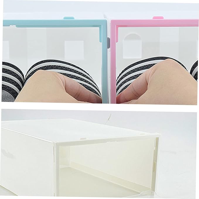 6pcs Shoes Storage Box Plastic Shoe Container Stackable Organizer Bin for Home Kitchen Office Closet