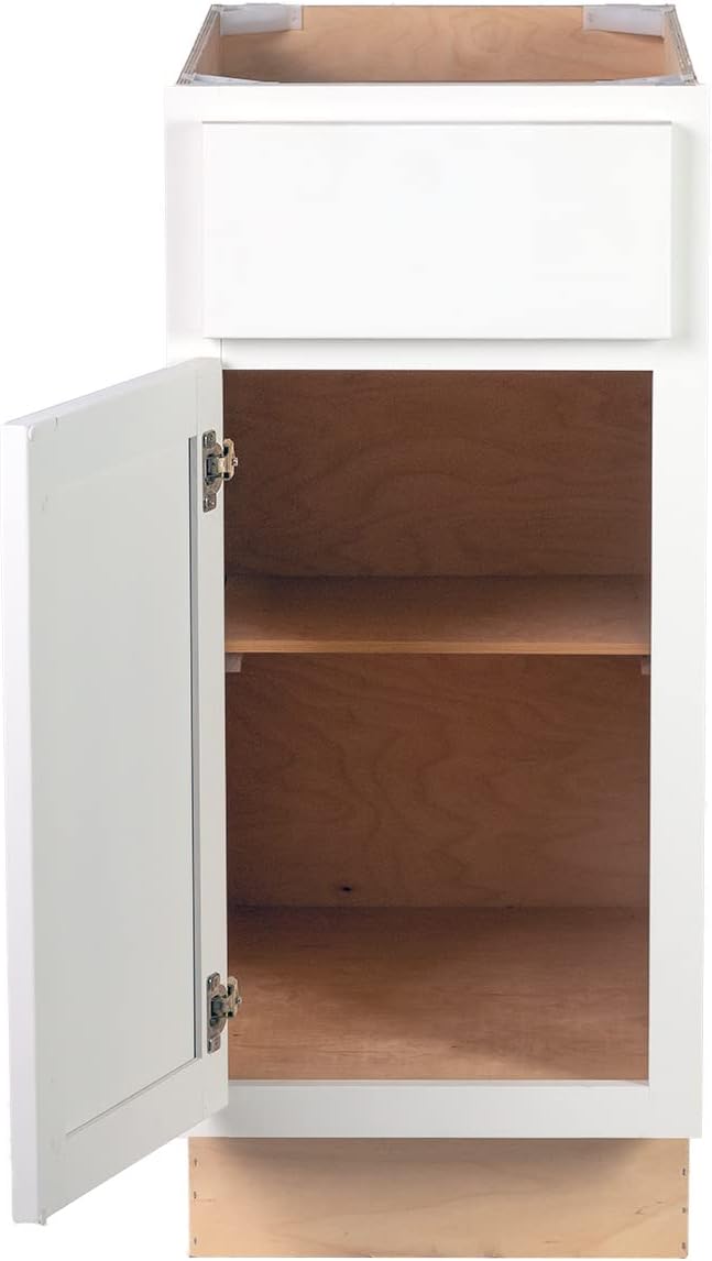 Quicklock RTA (Ready-to-Assemble) | Base Kitchen Cabinets - Shaker Style | Made in America (Pure White, 21" Wx34.5 Hx24 D Base)