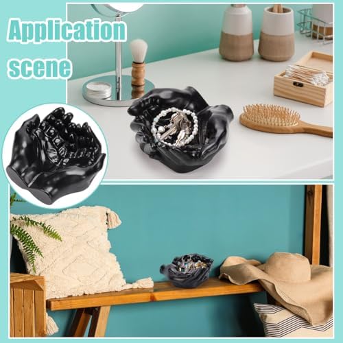UNICRAFTALE Black Hand Key Holder Bowl Resin Entryway Keys Tray Decorative Bowl Key Holder Hand Statue Decor for Desk Living Room Bedroom Organizer Decor 5.31x5.71x2.72 Inch - Image 5