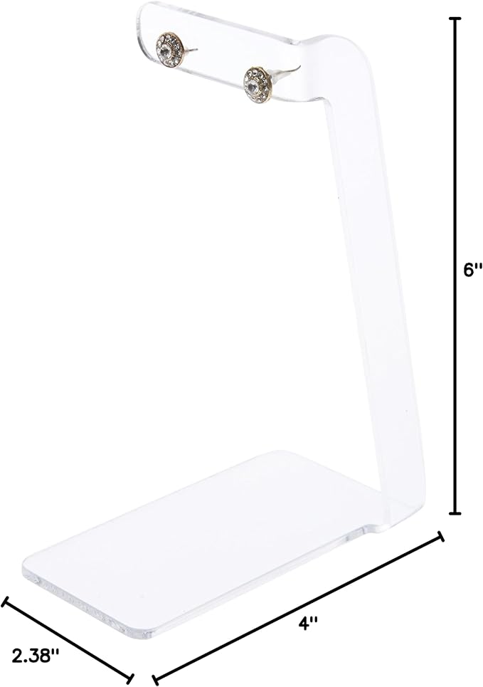 Plymor Clear Acrylic Signpost-style Pair Hanging Earring Display Stand, 2.375" W x 4" D x 6" H (2 Pack)
