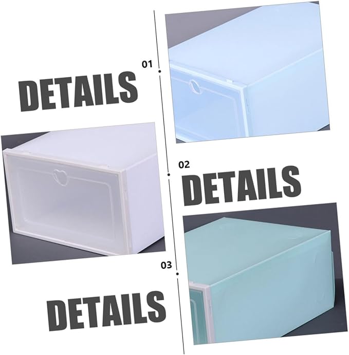 PRETYZOOM 4Pcs Capacity Transparent Thickened Plastic Storage Case with Clamshell Design Drawer Type Shoes Container Shaped Lid for Seasonal Shoe Organization Dust