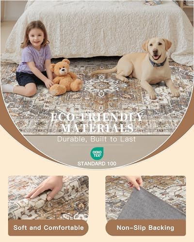 Madane Hallway Runner Rug 2x8 Washable Kitchen Rugs Non-Slip, Turmeric/Grey - Image 6