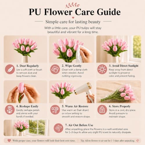 Mandy's 20pcs Artificial Peach Pink Tulips - Image 6