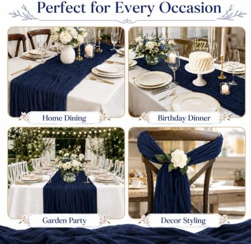 10 Pack Navy Blue Cheesecloth Table Runner 22 x 120 Inch Gauze Table Runner - Image 7