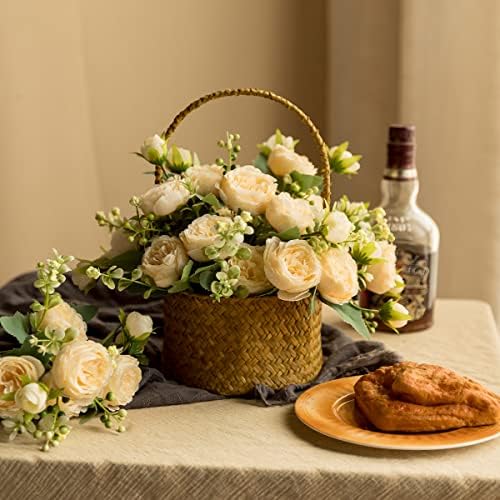 Floweroyal 4 Bunches Peony Artificial Flowers Champagne Flowers Silk Peonies Bouquets for Wedding Party Table Centerpieces Floral Arrangement Home Kitchen Decor. - Image 6