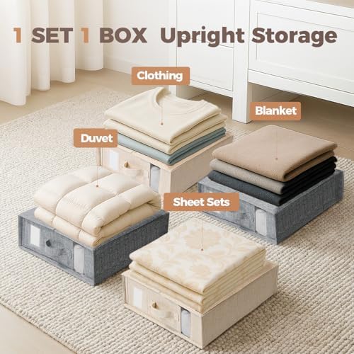 Sheet Organizers and Storage for Linen Closet, 6Pack Beige - Image 6