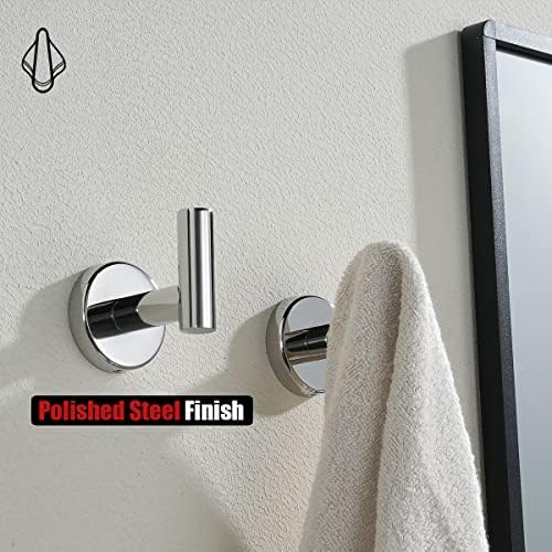 JQK Chrome Bathroom Towel Hook, 304 Stainless Steel Coat Robe Clothes Hook for Bathroom Kitchen Garage Wall Mounted (Pack of 2), TH100-CH-P2 - Image 6