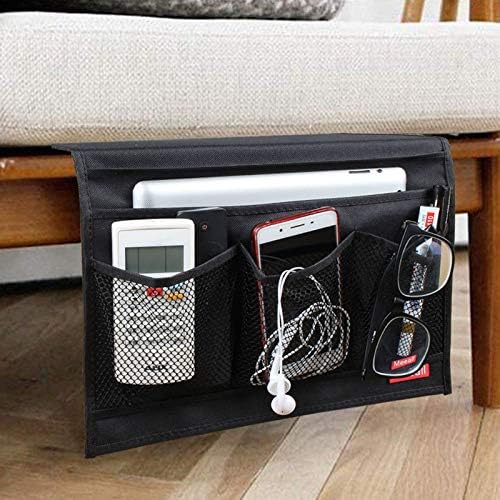 Bedside Storage Organizer with 4 Pockets, Bedside Caddy, Table Cabinet Storage Organizer for TV Remote Control, Phones, Magazines, Tablets, Accessories, Black - Image 5