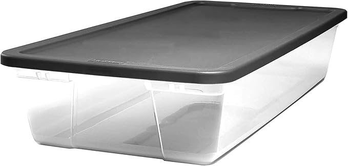 HOMZ 2-Pack Snaplock, Large Clear Plastic Storage Organizer Bins w/Lids, 41 Quart, Gray - Stackable Container Boxes for Bedroom, Bathroom, Garage, and Office Organization