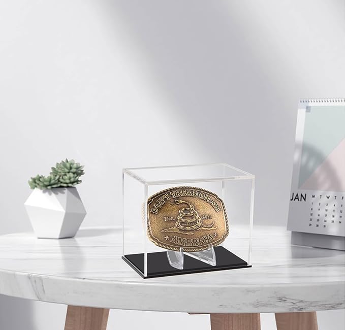 Belt Buckle Display Case Stand Holder Clear Acrylic Box Protected Cabinet Shelf Rack Protection Storage Cover Collections