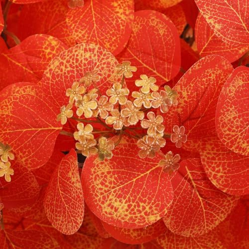 Fall Artificial Orange Eucalyptus Stems Faux Bushes Fake Plant Leaves - Image 7