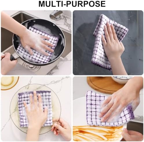 Kitinjoy Cotton 15 Pack Terry Kitchen Dish Cloths, Purple - Image 4