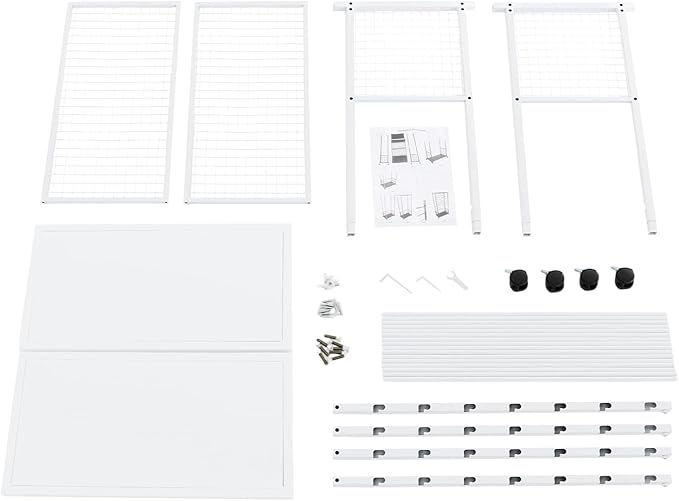 Ribbon Organizer Rack, Double Sided 16-Tier Ribbon Holder Organizer Rack, Flower Wrapping Paper Storage Stand, Scarf Tie Belt Towel Display Shelf Sewing Station Cart (White)