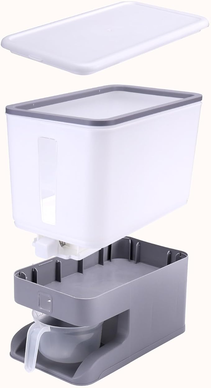 Juome 20-25 Lbs Rice Dispenser with Moisture Absorbing Clay - Large Rice Storage Container with Measuring Cup, Sealed Food Storage Containers with Lids, Rice Holder for Kitchen Pantry Household