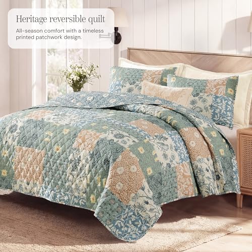 Twin/Twin XL Quilt Set-2 Pieces Soft Bedding Floral Patchwork Coverlet - Image 6
