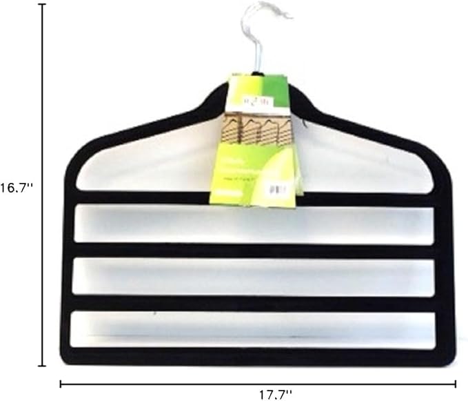 UNIWARE 18123B (4 Tier) Flocked Velvet Pants Hanger,(Set of 4) (Black)