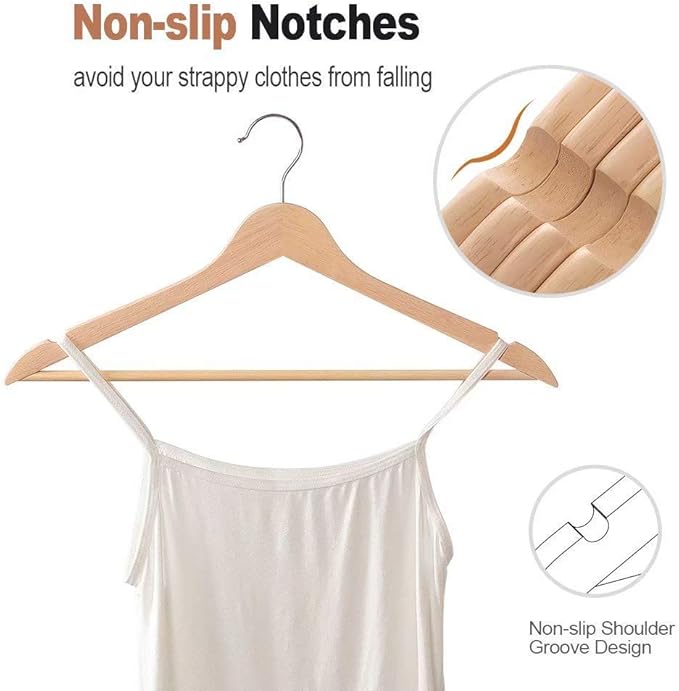 Plastic Clothes Hangers 20 Pack and Solid Wooden Hangers 20 Packs
