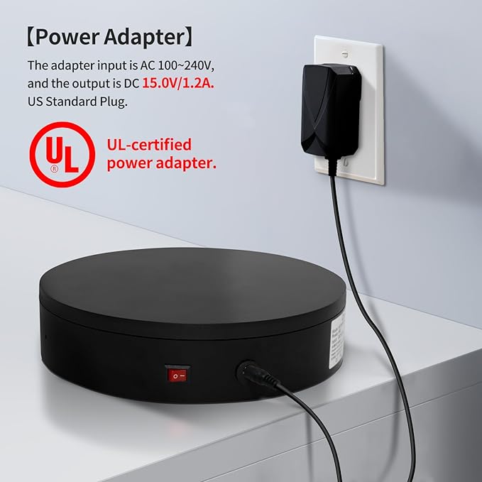 15.8In Remote Motorized Electric Turntable Rotating Display Stand Rotating Platform Photography Turntable motorized lazy susan base giratoria para for Photography,3D Scanner,(Load Range:132~400lbs)
