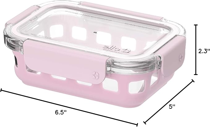 Ello Duraglass Meal Prep Container- Glass Food Storage Container with Silicone Sleeve and Airtight BPA-Free Plastic Lid, Dishwasher, Microwave, and Freezer Safe
