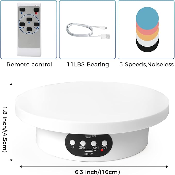 Remote Control Motorized Rotating Display Stand for Epoxy Glitter Tumbler, Cup Display Turner, 360 Electric Rotating Photography Turntable for Crafts Jewelry Display, Motorized Lazy Susan