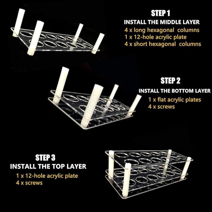 BOXIN 12Slots Roller Bottles Holder, Perfect Vertically Hold For Essential Oils Rollers, Great Oils Display Holder Roller Bottles Storage Shelf Organizer,Hole Diameter 2.3cm/0.9inch,Acrylic,DIY