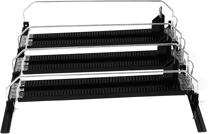 Fridge Drink Dispenser: Adjustable Width, Rainproof Design, Self Pushing Soda Can Organizer, Ideal for Soda and Beer, Black (3Pcs)