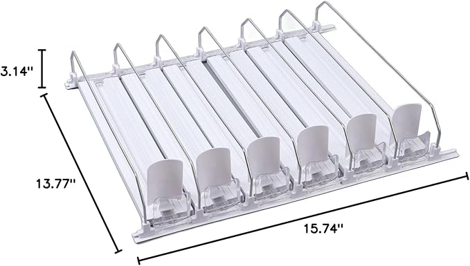 Refrigerator Automatic Pusher Glide, Soda Can Dispenser Easy to Install Width Adjustable White for Supermarkets (31cm)