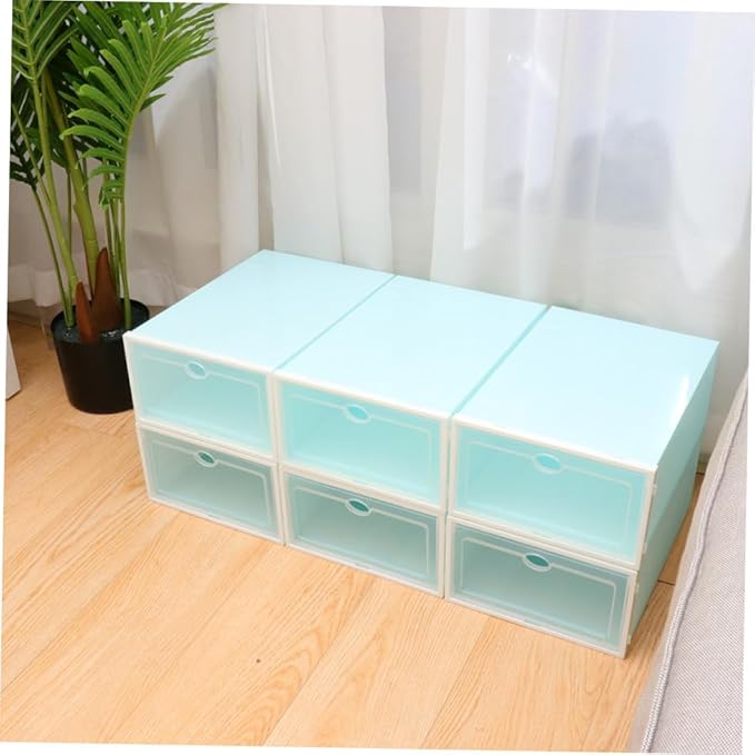 6pcs Shoe Organizer Space Saver Thicken Shoe Boxes Storage Bin Lids for Closet and Entryway