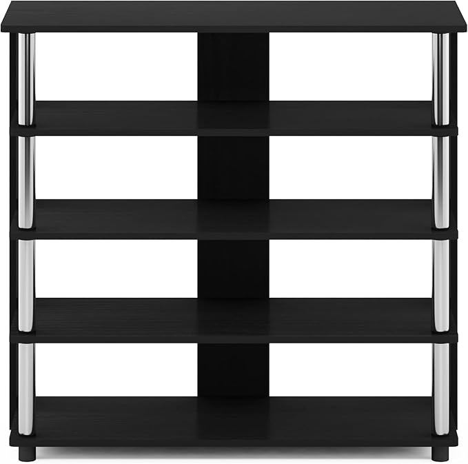 Furinno Turn-N-Tube 5 Tier Wide Shoe Rack, Americano, Stainless Steel Tubes