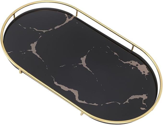 Oval Bathroom Organizer Tray Vanity Countertop Decor with Non-Slip Base for Towel Cosmetic Jewelry and Napkin Storage