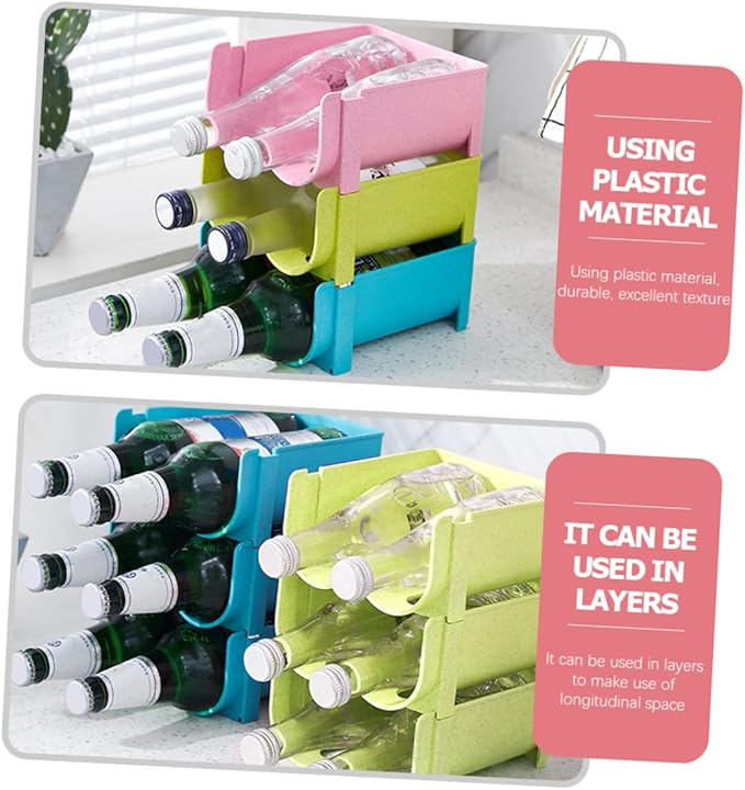Garneck 3pcs Beer Storage Rack Soda Can Dispenser Plastic Beer Organizer Kitchen Storage Organizer Fridge Bottle Holder