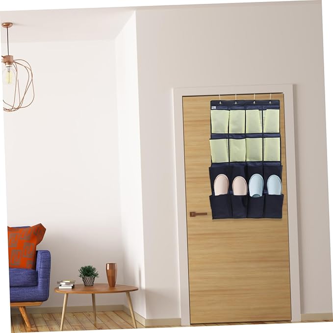 Healifty Closet Door Shoe Bag Hanging Storage Pouch Slots over The Door Organizer Oxford
