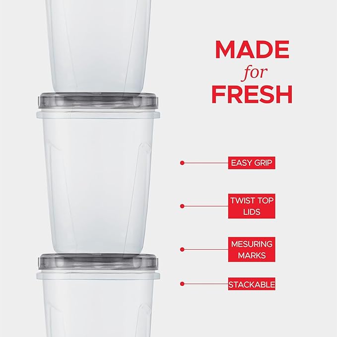 Tafura 10 Pack Leakproof Freezer Containers for Food with Twist Top Lids - 32 Oz BPA Free Reusable Plastic Soup Containers with Screw On Lids - Ideal for Meal Prep, Organization - Starry Black Lid