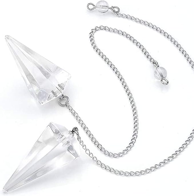 Faceted Mixed gemstone crystal pendulum point reiki chakra pendant bead Chain 6''