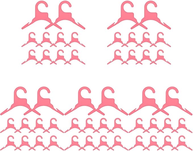 POPETPOP 50 Pcs Dog Clothes Hangers, Cute Pink Dog Drying Coat, Plastic Pet Apparel Hangers, Puppy Drying Racks for Dolls Cats Small Animals (Pink)