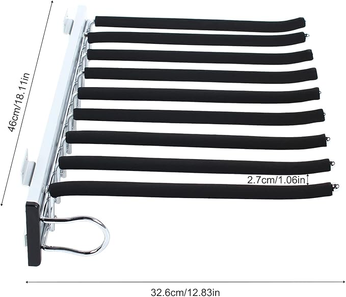 Heavy Duty Pull Out Sliding Trousers Pants Hanger 9 Scarf Tie Rack Closet Wardrobe Extendable Trousers Rack Jeans Rack Organizer