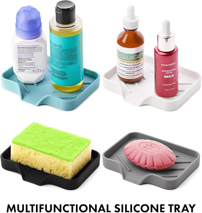 Silicone Soap Bar Holder: Premium Gray Self-Draining Soap Dish - Elegant Shower & Bathroom Solution