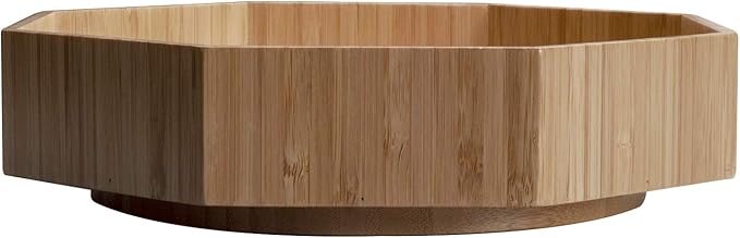 Bamboo 360 Rotating Bathroom Toiletry & Cosmetic Spinning Tray for Countertops and Vanity with Lazy Susan Turntable, 10” Diameter with 2” Ledge