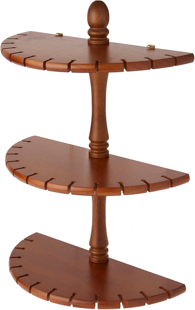 Bard's Curved Brown Wood Wall Mountable 36 Spoon Rack, 3 Shelves, 17" H x 11.25" W x 5.5" D