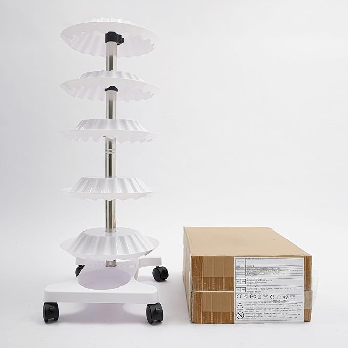 Nail Polish Trolley Display Stand, 5 Tiers Freestanding Nail Polish Spinning Rack with Wheels for Nail Salons, Home, Hold up 120 bottles, White