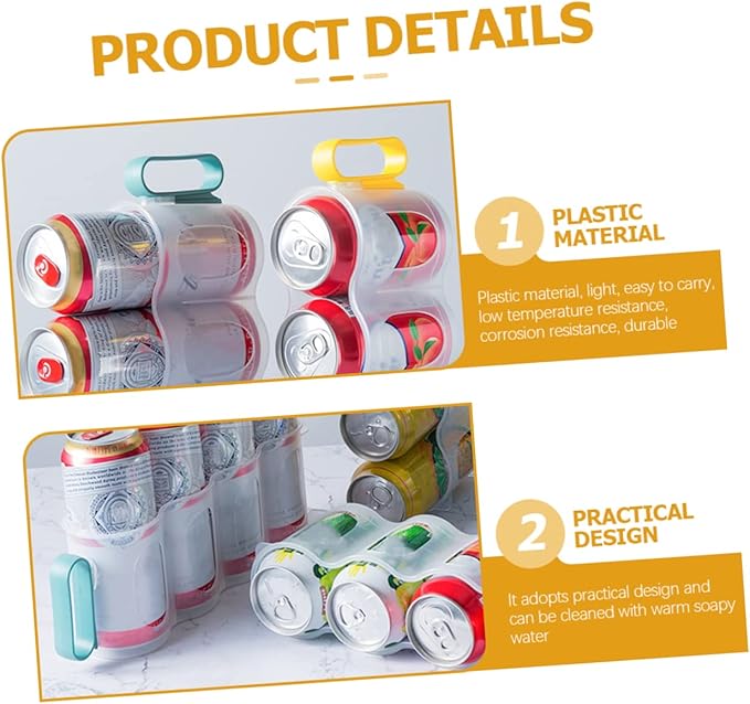 3pcs Refrigerator Can Holder Soda Can Dispenser Organizer for Fridge Storage Box for Canned Drinks Random Color