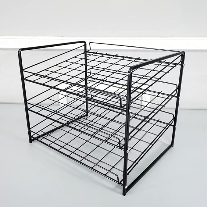 FixtureDisplays® Stackable Can Rack Organizer, Stackable Potato Chip Bag Storage Dispenser for Kitchen Cabinet or Pantry, Black 17.35" Wide x 12.8" Deep x 14" Tall 10145-2D