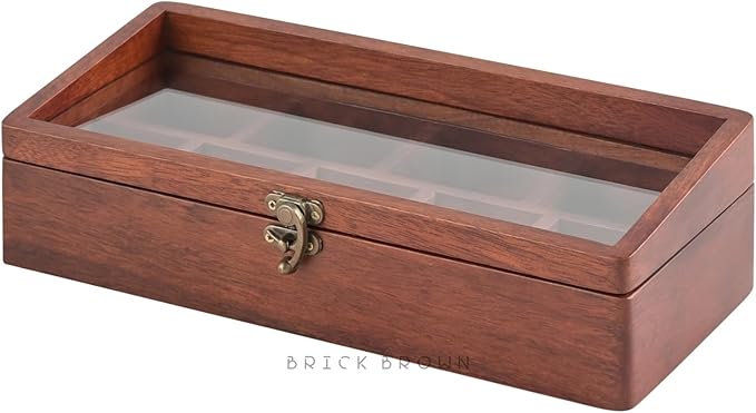 Brick Brown® Premium Handcrafted Wooden Prism Masala Box with Wooden Spoon | 9-Compartment Spice Box Organizer with Acrylic Lid | Masala's Dani Namak Dani Dabba | Masala Container Popula Dabba