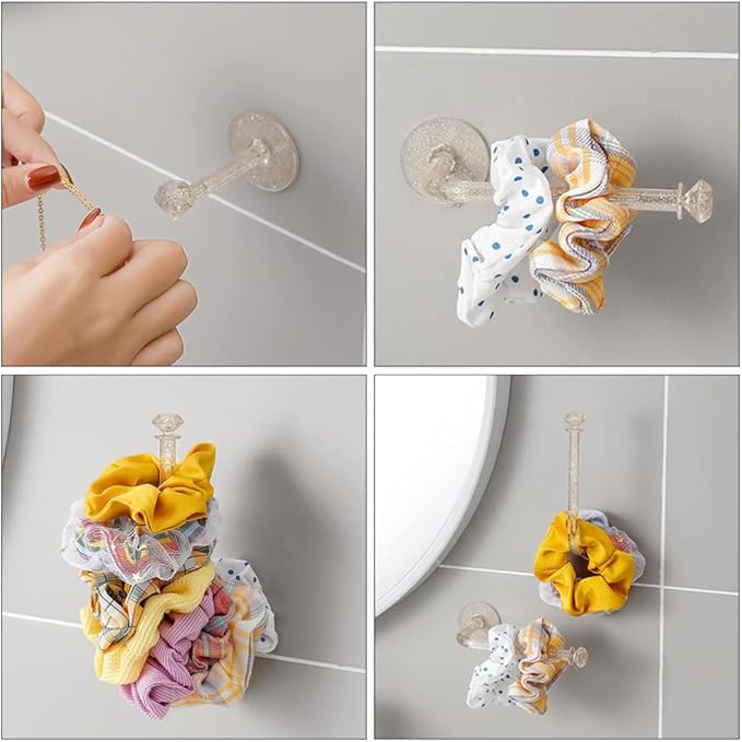 EXCEART 4pcs Adhesive Scrunchie Holder Wall Hooks Scrunchy Storage Scrunchies Holder Stick Headband Hair Ties Holder Organizer