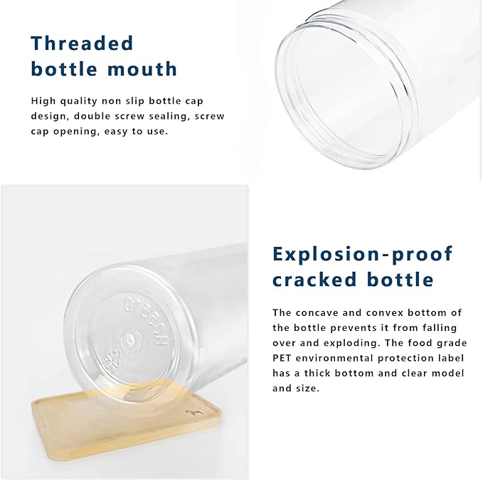 Set of 6Pcs Clear Plastic Food Storage Jar with Lid, Round Transparent Skinny Storage Container for Spaghetti, Pasta and Dry goods (Clear 6pcs)